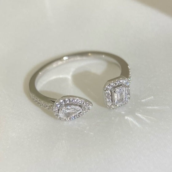 [MIRA] MY TWIN TOI & MOI SILVER DIAMOND RING
