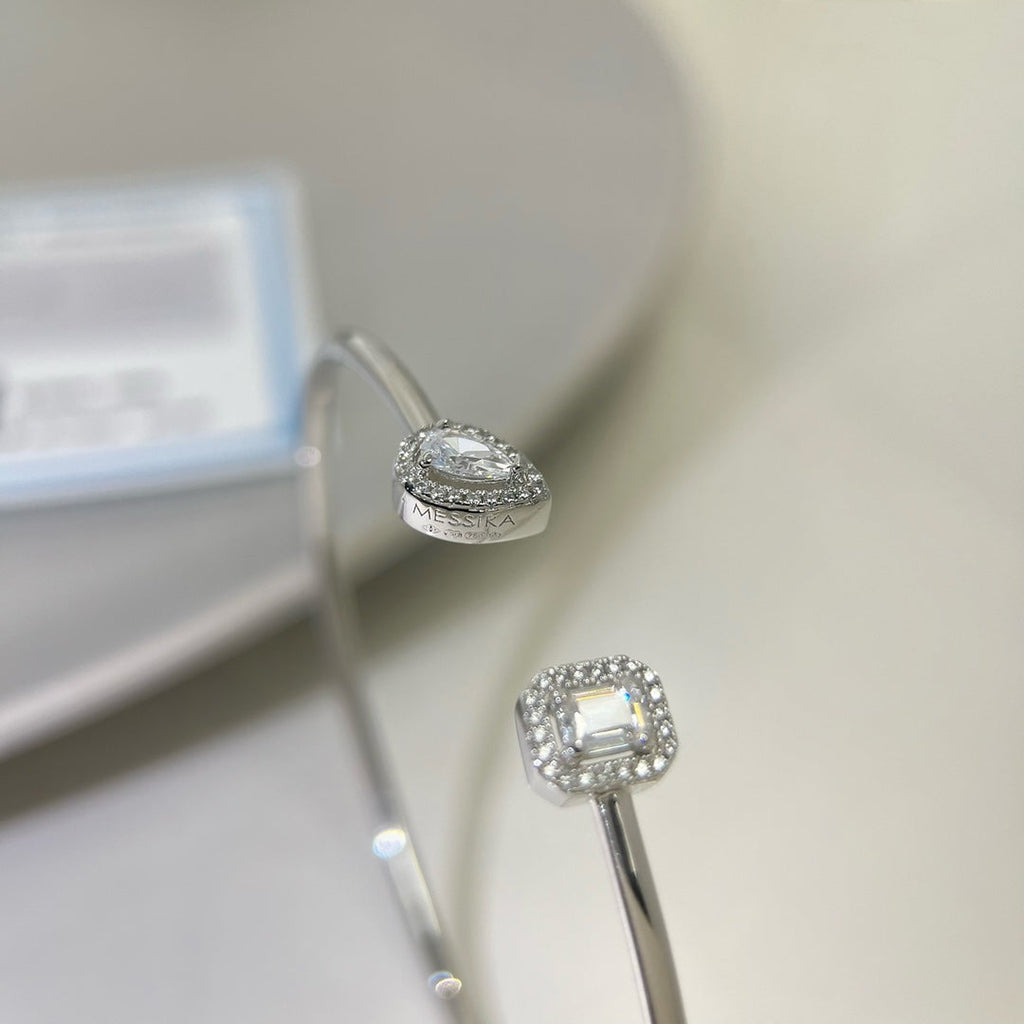 [MIRA] JONC FLEX MY TWIN TOI & MOI SILVER DIAMOND BRACELET