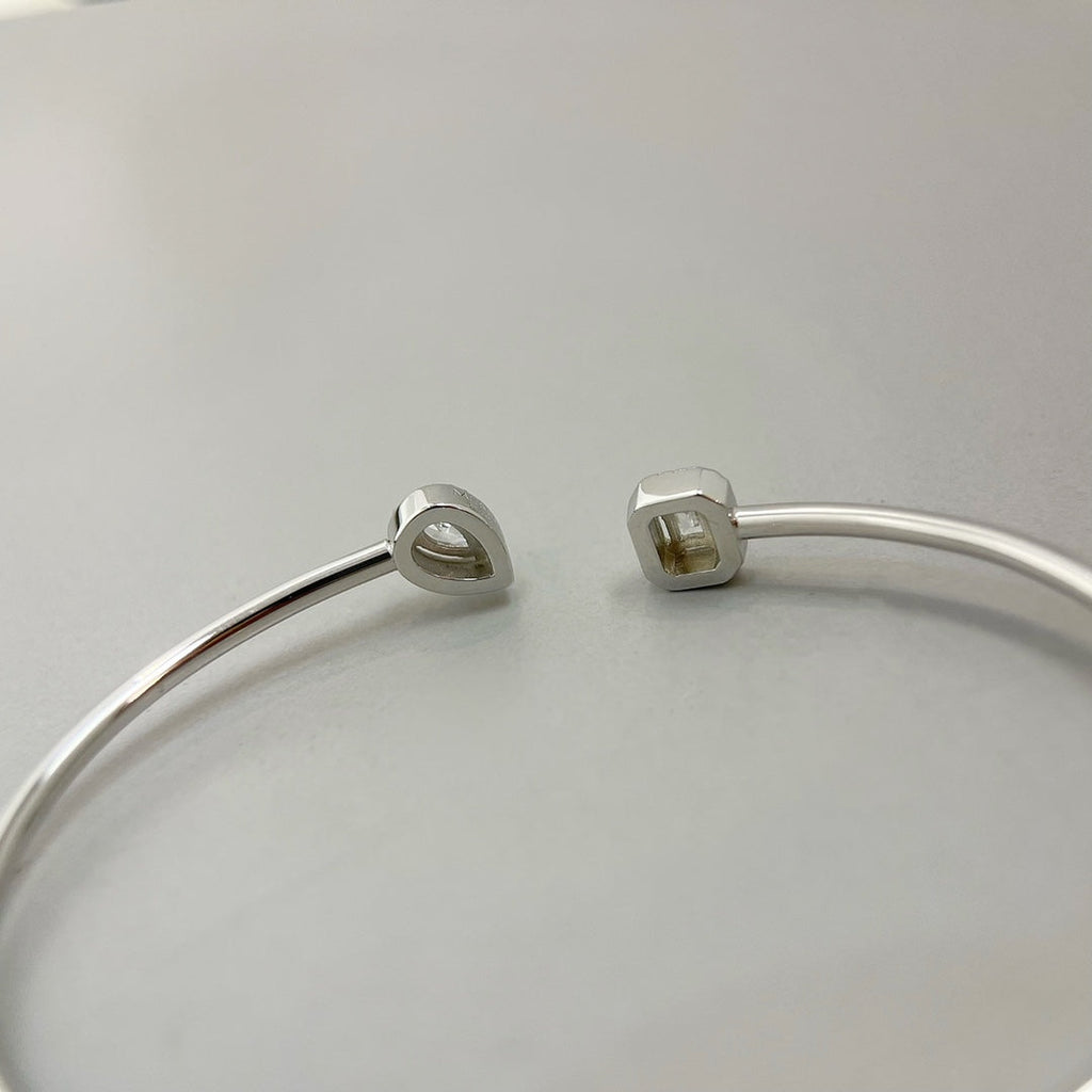 [MIRA] JONC FLEX MY TWIN TOI & MOI SILVER DIAMOND BRACELET