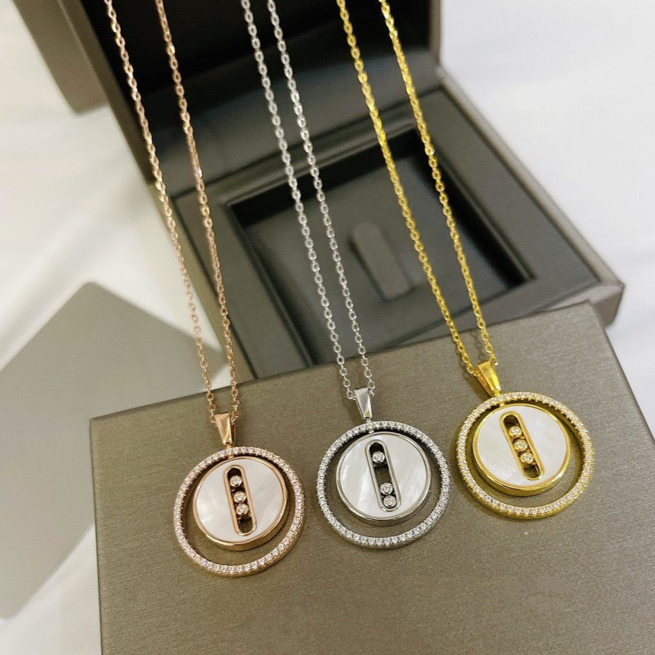 [MIRA]  MOVE MM NACRE BLANCHE DIAMOND NECKLACE