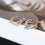 [MIRA] CREOLES MY TWIN 2 RANGS SILVER DIAMOND EARRINGS