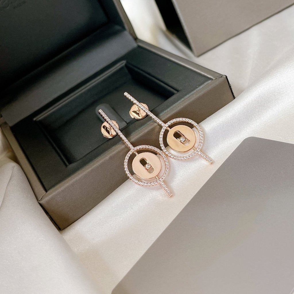 [MIRA]  MOVE ARROW PINK GOLD DIAMOND EARRINGS
