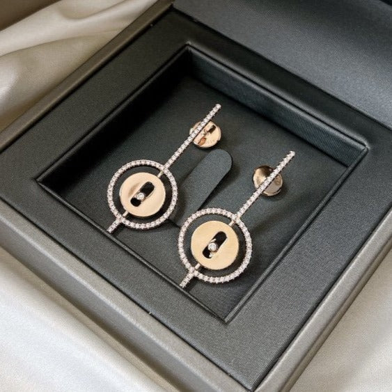 [MIRA]  MOVE ARROW PINK GOLD DIAMOND EARRINGS
