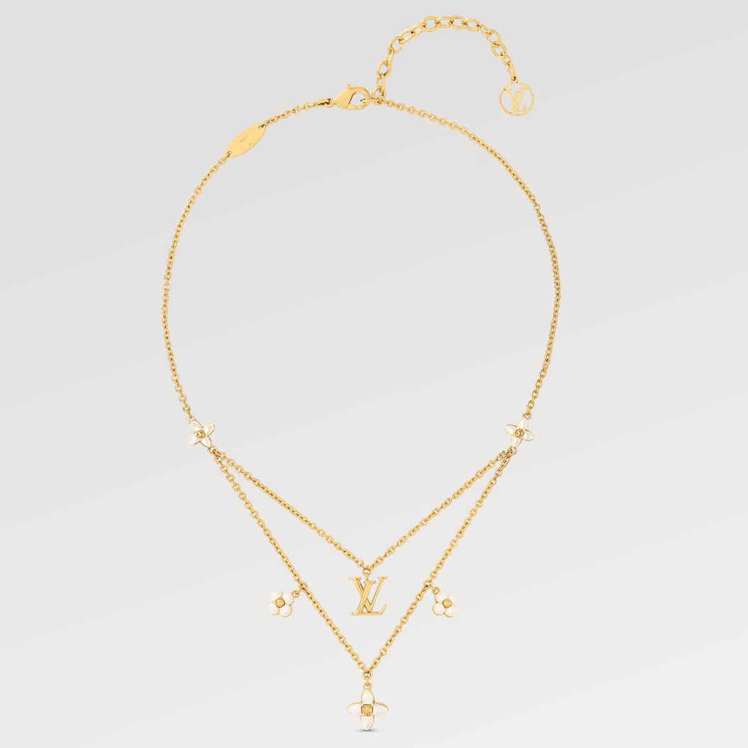 ??MIRA?¡¥FLOWERGRAM GOLD MOP DOUBLE ROW NECKLACE