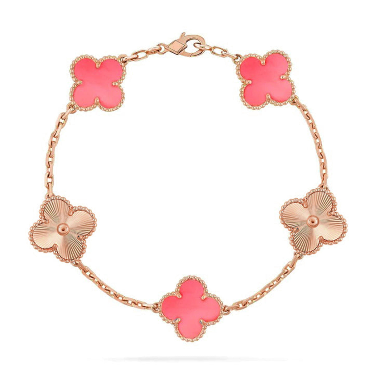 [MIRA]New  CLOVER 5 MOTIFS  PINK MOP BRACELET COLLECTION