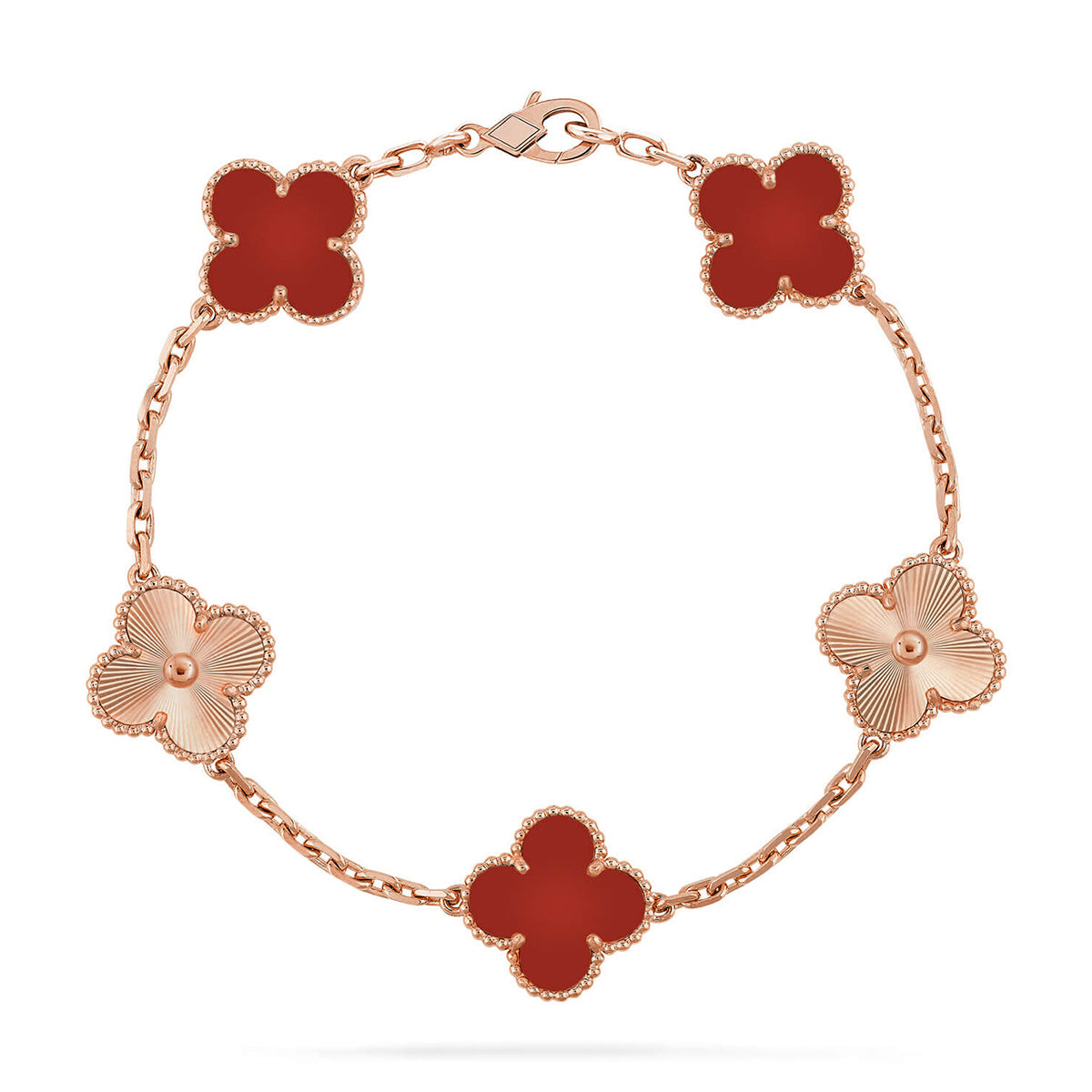 [MIRA]New  CLOVER 5 MOTIF RED CORNELIAN BRACELET COLLECTION