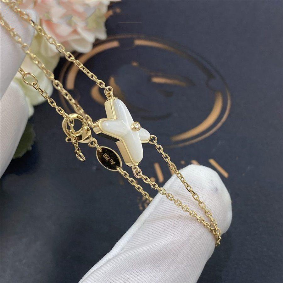??MIRA?¡¥JEUX BRACELET WHITE MOP GOLD 1 DIAMOND