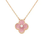 ??MIRA?¡¥CLOVER 15MM DIAMOND RHODONITE NECKLACE