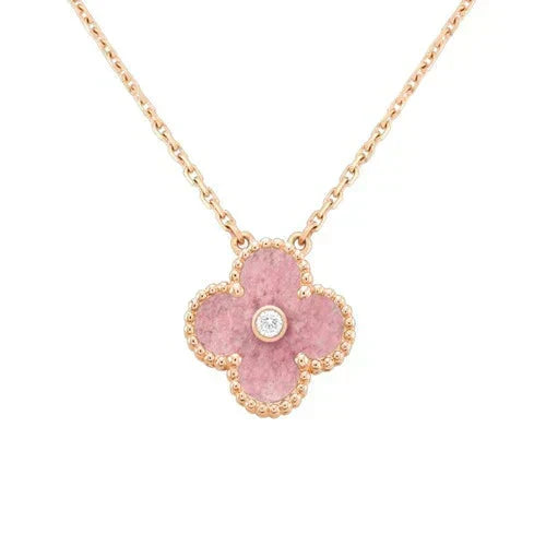 ??MIRA?¡¥CLOVER 15MM DIAMOND RHODONITE NECKLACE