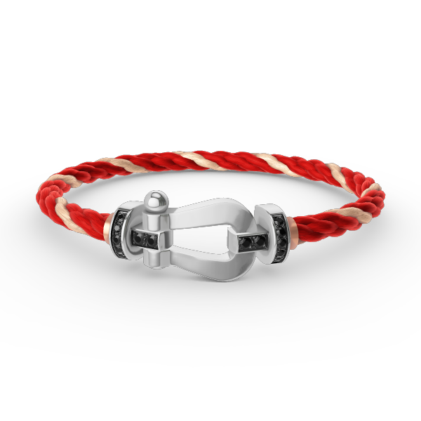 ??MIRA?¡¥FORCE LARGE HORSESHOE BLACK DIAMOND BRACELET SILVER