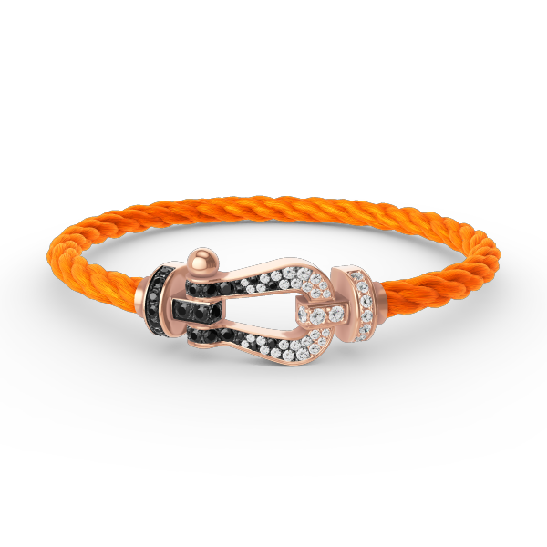 ??MIRA?¡¥FORCE LARGE HORSESHOE BLACK WHITE DIAMOND BRACELET ROSE GOLD