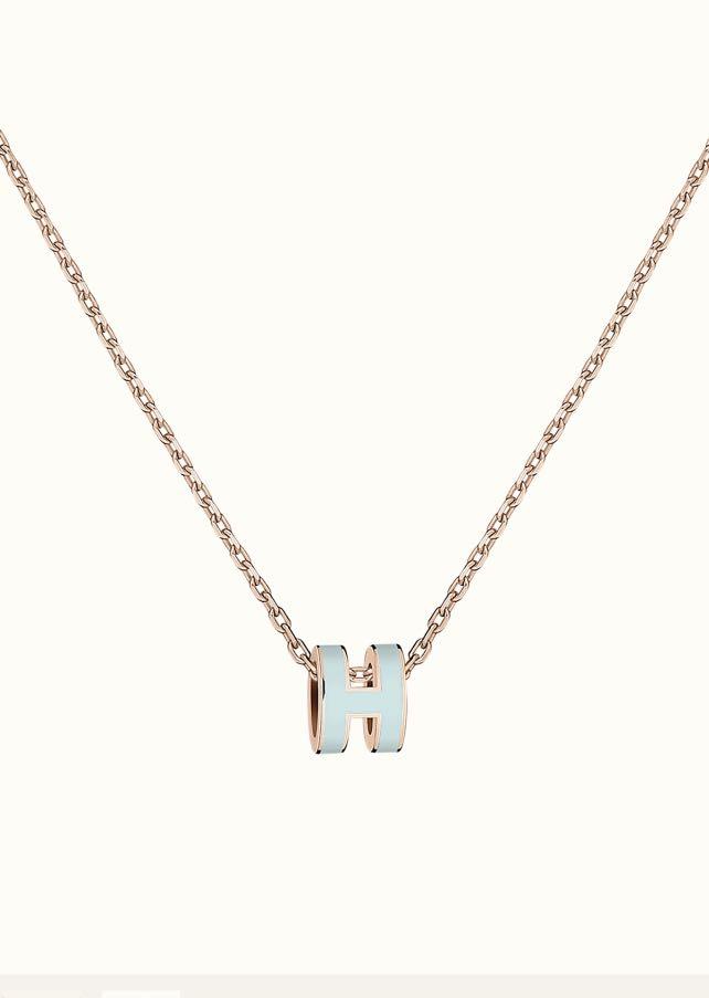 ??MIRA?¡¥POP H LIGHT BLUE NECKLACE
