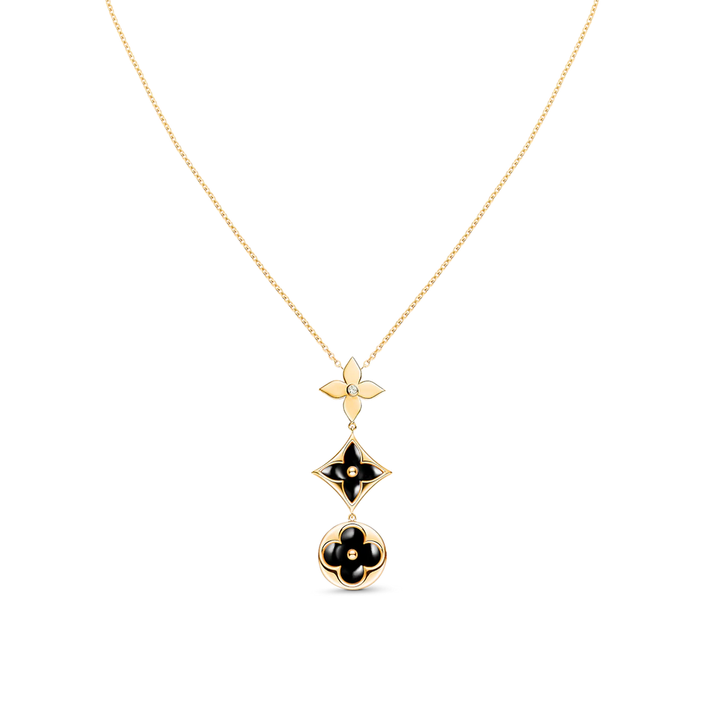 ??MIRA?¡¥STAR AND SUN ONYX PINK GOLD NECKLACE