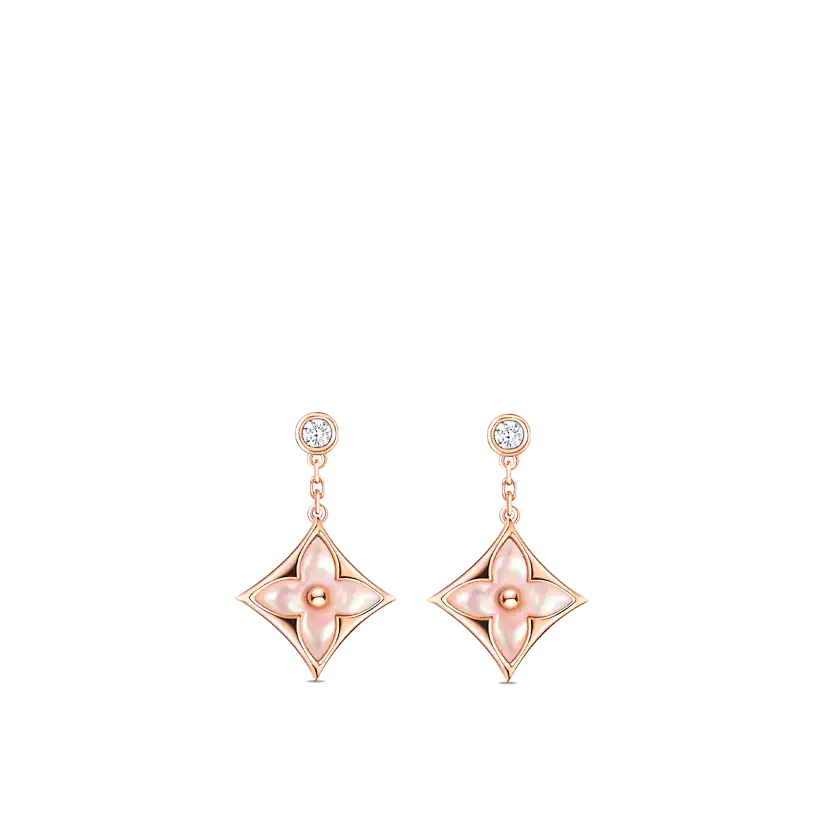 ??MIRA?¡¥DOUBLE STAR PINK GOLD MOP DROP EARRINGS
