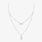 [MIRA] 2 Rows Rose Gold Diamond Pave_ Necklace Move Uno