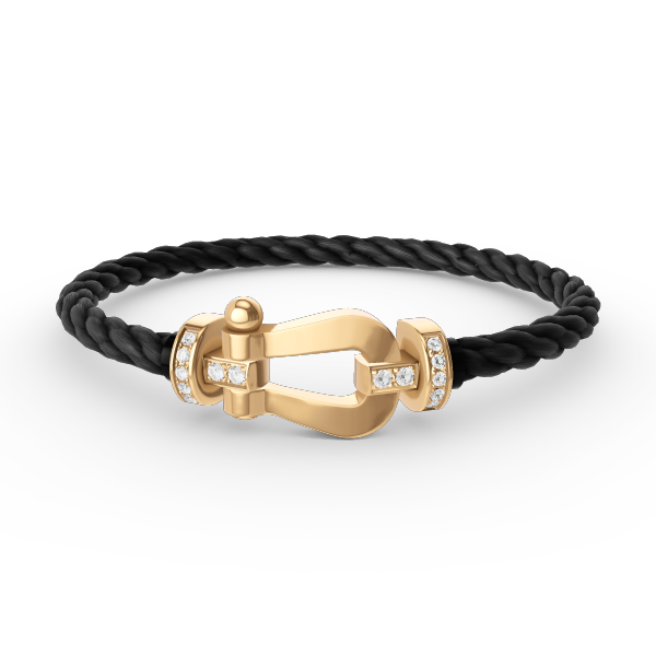 ??MIRA?¡¥FORCE LARGE HORSESHOE HALF DIAMOND BRACELET GOLD
