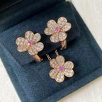 ??MIRA?¡¥FRIVOLE PINK GOLD FLOWER DIAMOND EARRINGS