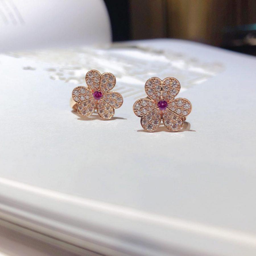 ??MIRA?¡¥FRIVOLE PINK GOLD FLOWER DIAMOND EARRINGS