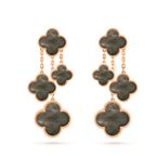 ??MIRA?¡¥CLOVER EARRINGS DARK MOP 4 MOTIFS ROSE GOLD