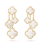 ??MIRA?¡¥CLOVER EARRINGS WHITE MOP 4 MOTIFS GOLD
