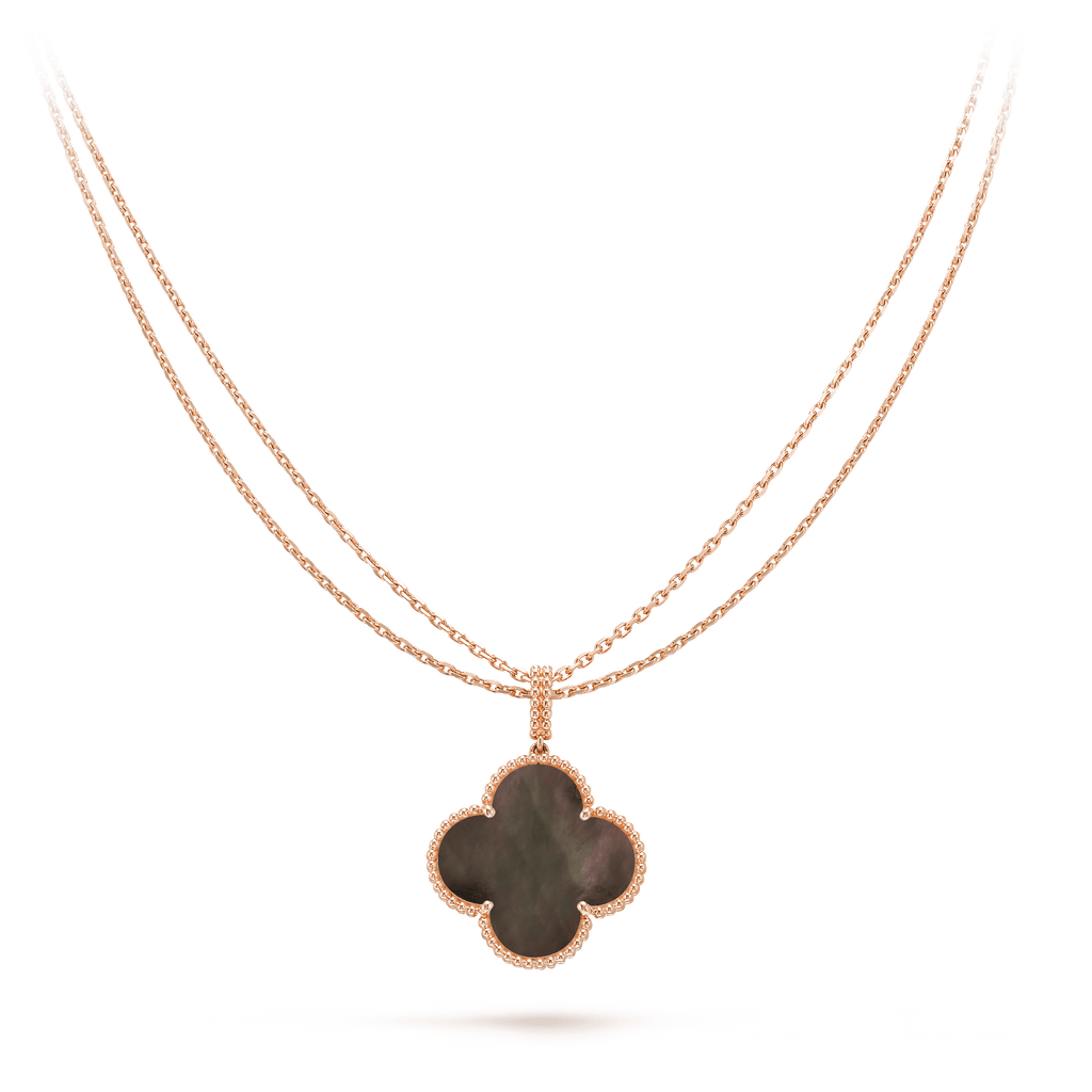 ??MIRA?¡¥CLOVER 25MM GOLD DARK MOP BIG CLOVER NECKLACE