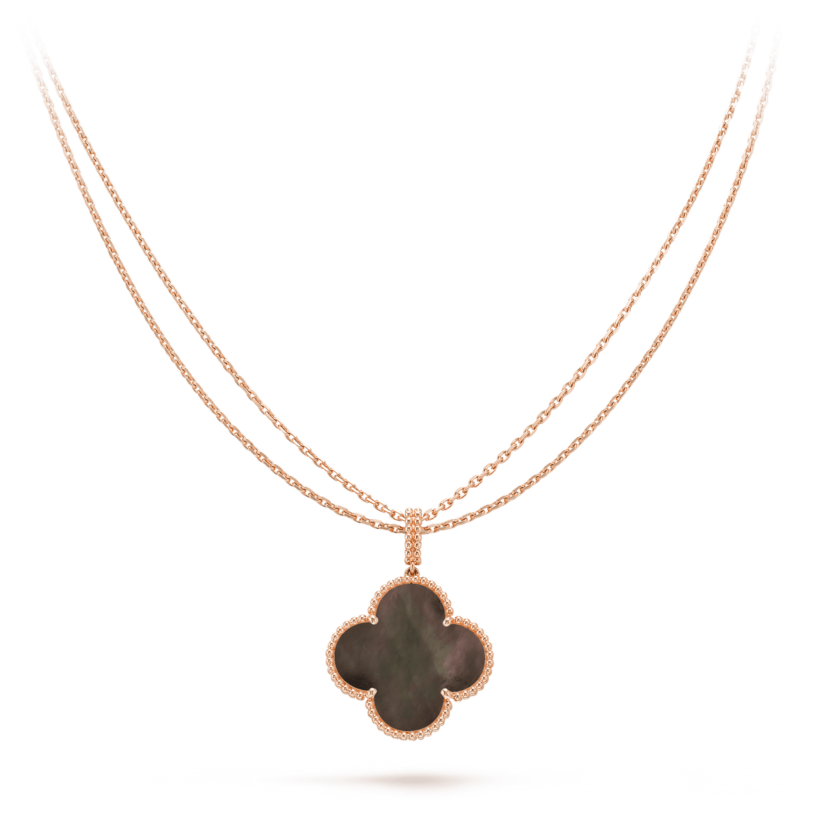 ??MIRA?¡¥CLOVER 25MM GOLD DARK MOP BIG CLOVER NECKLACE