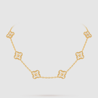 [??MIRA?¡¥]CLOVER 10 MOTIFS FULL DIAMOND NECKLACE