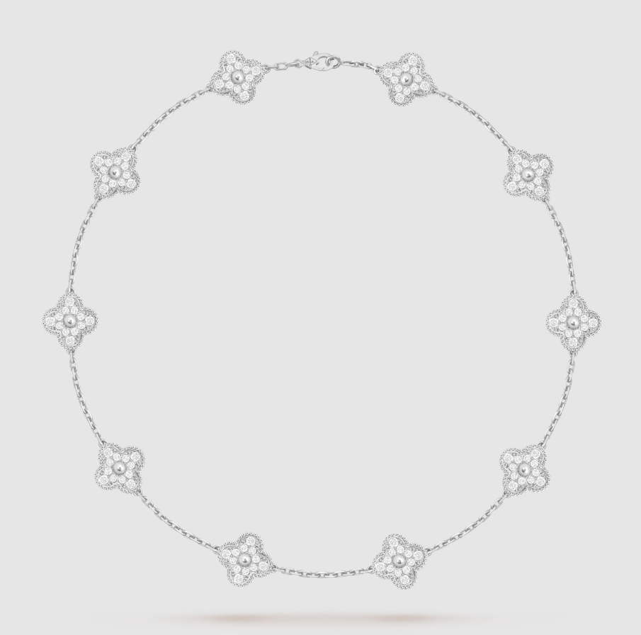 [??MIRA?¡¥]CLOVER 10 MOTIFS FULL DIAMOND NECKLACE