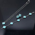 ??MIRA?¡¥CLOVER 1 DIAMOND BLUE SKY SILVER EARRINGS