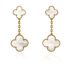 ??MIRA?¡¥CLOVER 2 MOTIF WHITE MOP EARRINGS